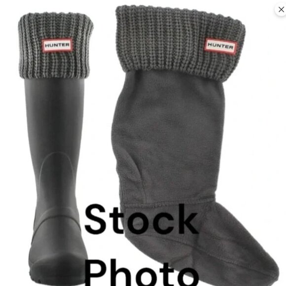 Hunter Original Tall Cardigan Boot Sock in Dark Slate - Size Large (Womens 8-10) - Picture 2 of 7